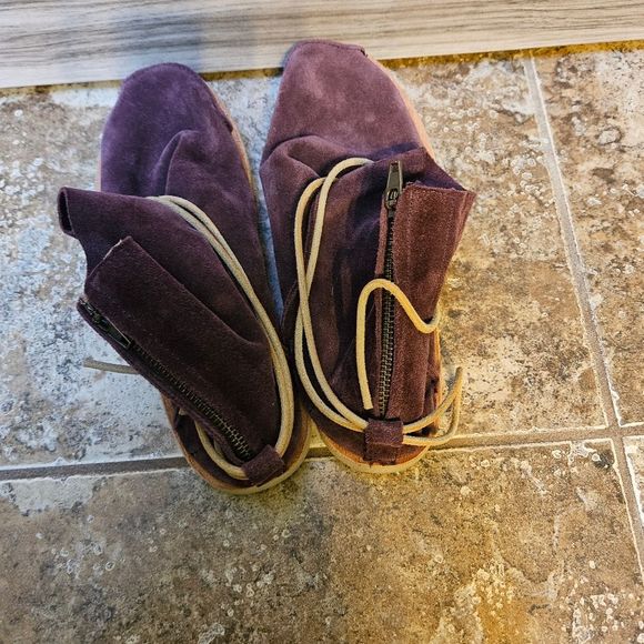 Sundance Satorisan Silverlake Suede Boots Oxblood Burgundy Red - Picture 5 of 14